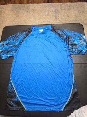 Performance Sports Men's Breathable Crew Neck T-Shirt 2XL Blue/Black